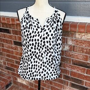 LOFT Spotted Sleeveless Pullover Bubble Hem Tank Top Women's Small